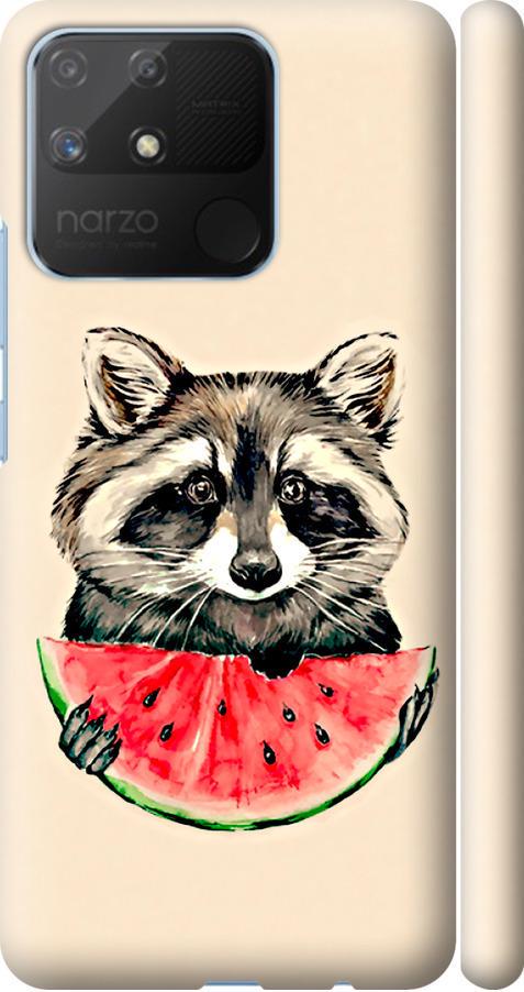 Чехол на Realme Narzo 50A Енотик с арбузом (4605m-2514-42517)