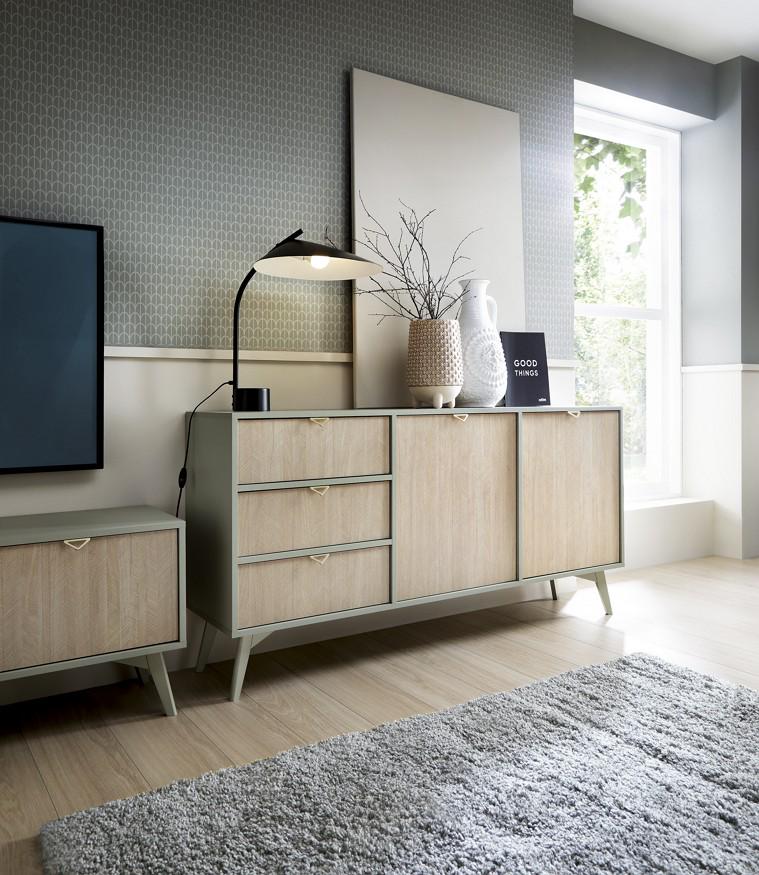 Комод Perfect Home Forest KSZ158 2-дверный с 3 ящиками Эвкалипт/Пихта сканди (PFH-091476)