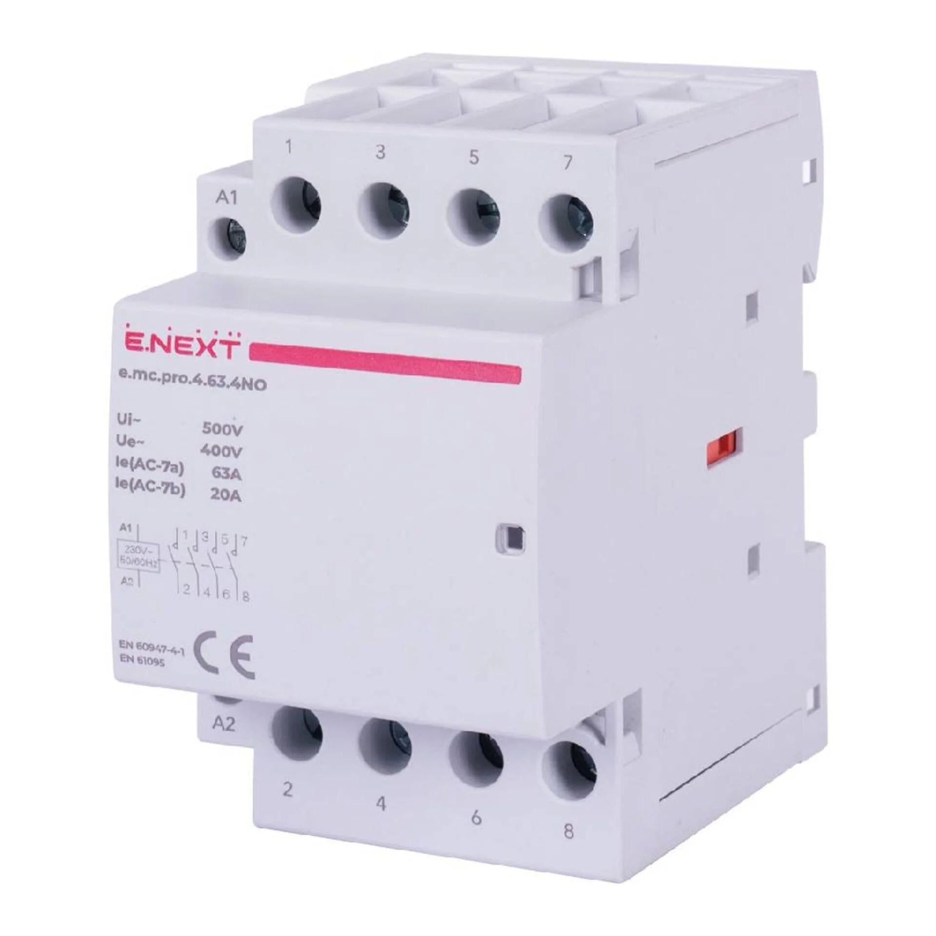 Контактор модульный e.mc.pro.4.63.4NO 4р 63А 4NO 220V (68390)