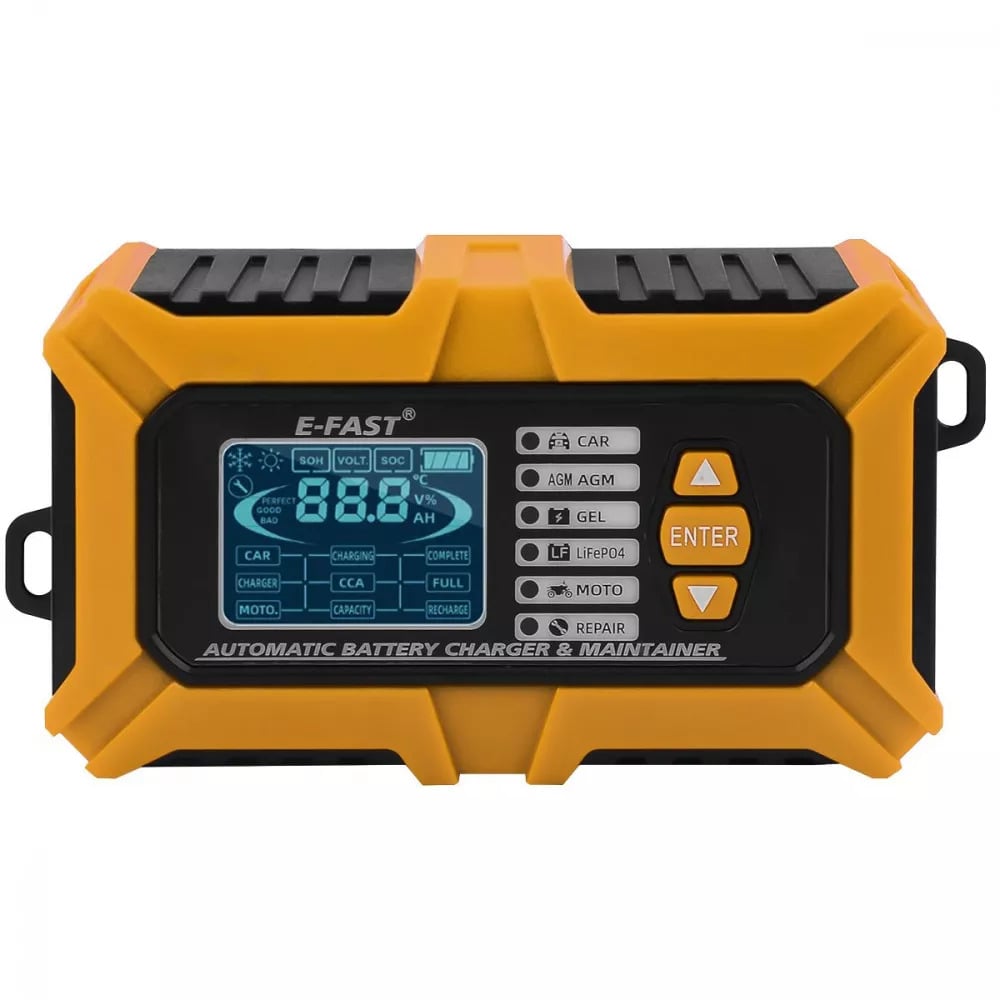 Зарядное устройство в автомобиль E-FAST TK800 CS 12V 6A с LED-дисплеем Желтый (27317147)