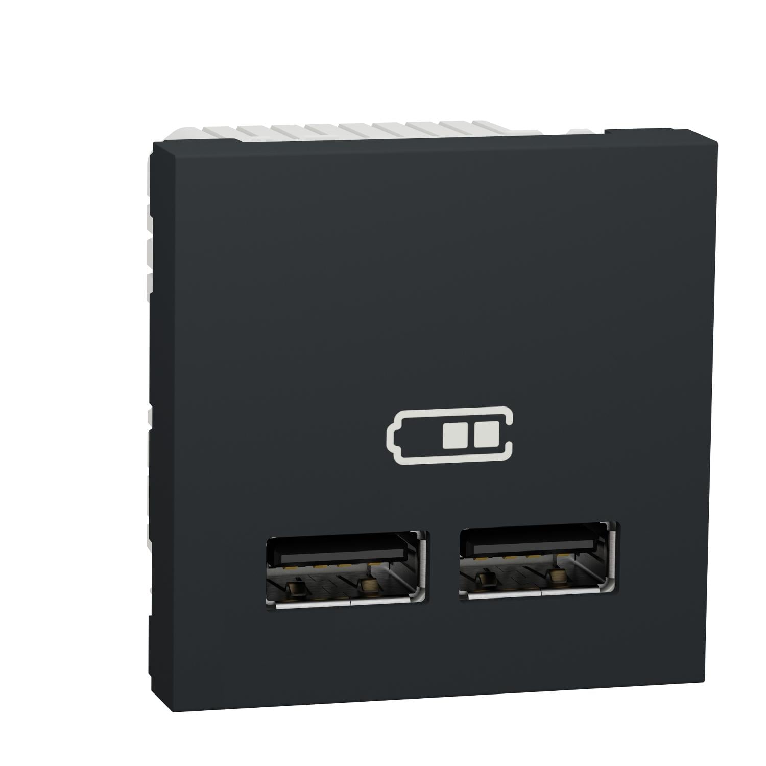 Розетка USB двойная Schneider Electric Unica New 2 модуля 2,1A Антрацитовый (NU341854)