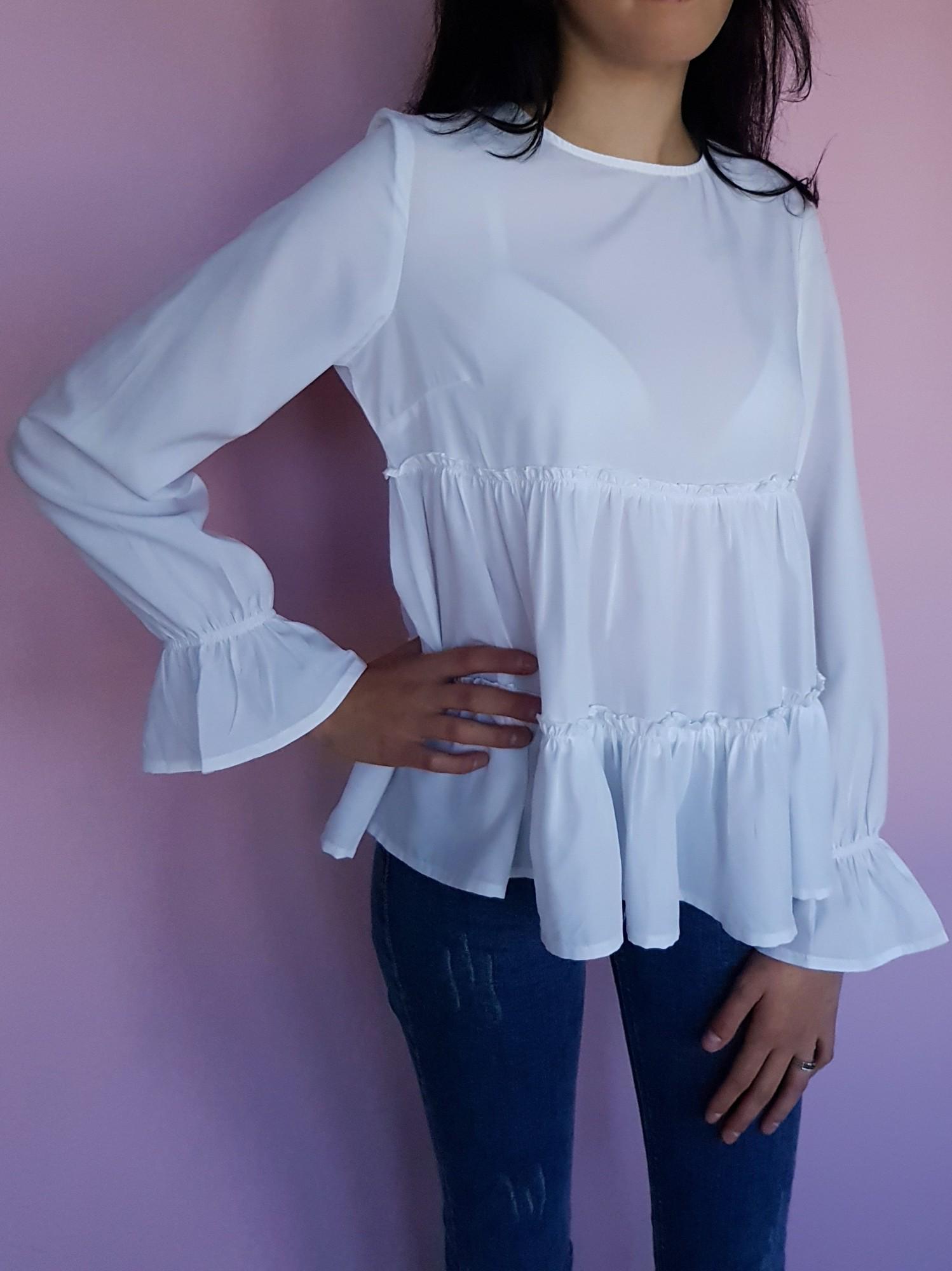 Блузка свободная Boohoo M Белый (10423) - фото 4