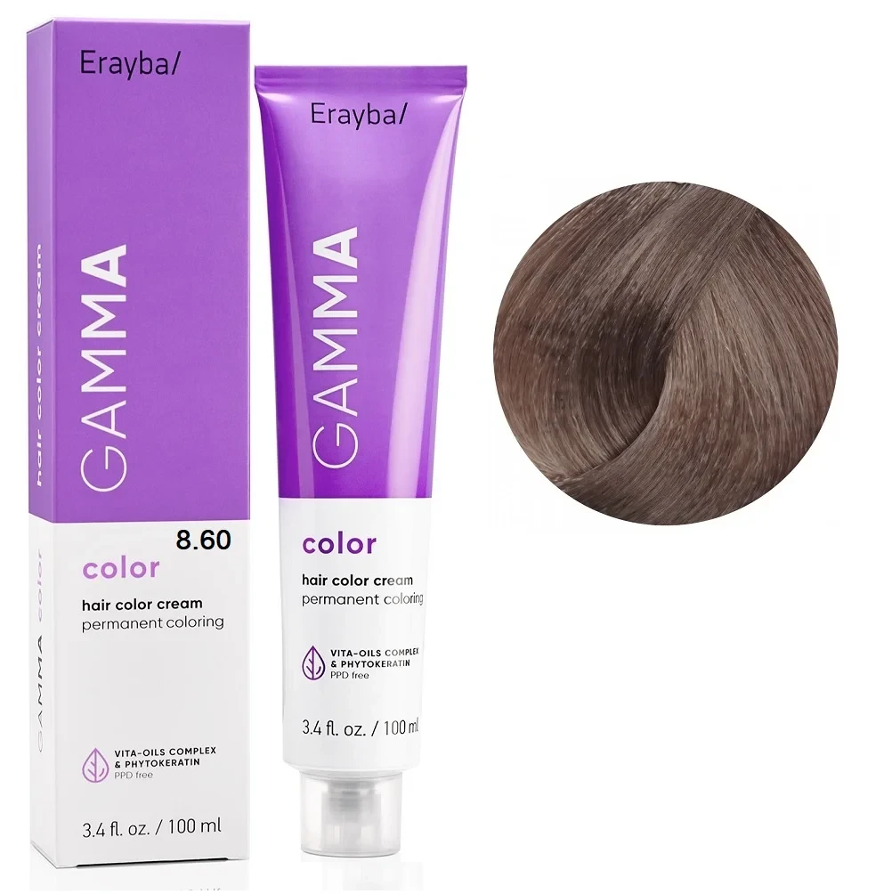 Краска для волос перманентная Erayba Gamma Color Cream 8/60 Светлый коричневый блонд 100 мл