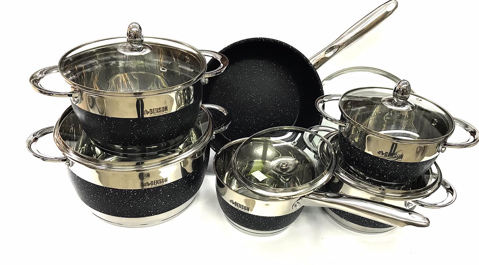 Набор кастрюль Benson BN-293 12 пр. Черный