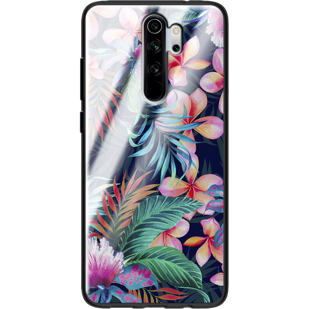 Чехол Boxface Xiaomi Redmi Note 8 Pro flowers in the tropics Черный силикон со стеклом (38222-up1971-38352)