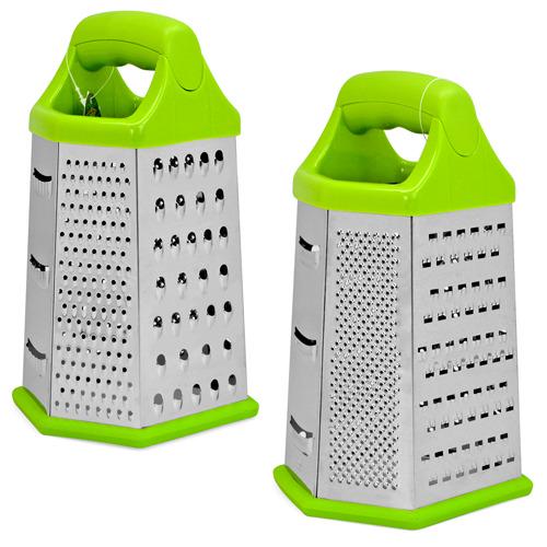 Терка Laska 6в1 из нержавеющей стали 19,8х10,5х13,5 см Салатовый (24542) - фото 4 Терка Laska 6в1 из нержавеющей стали 19,8х10,5х13,5 см Салатовый (24542) - фото 4