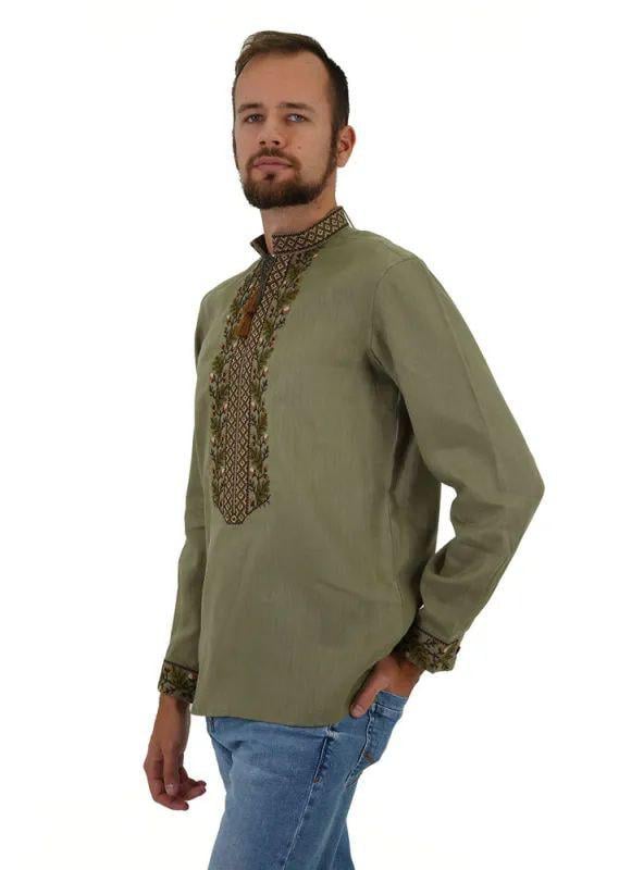 Вышиванка мужская р. 58 Зеленый (432) - фото 4 Вышиванка мужская р. 58 Зеленый (432) - фото 4