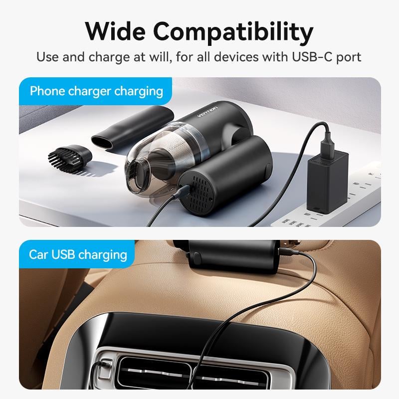 Автопилосос бездротовий Vention 70W 5000Pa Чорний (KRAB0) - фото 2