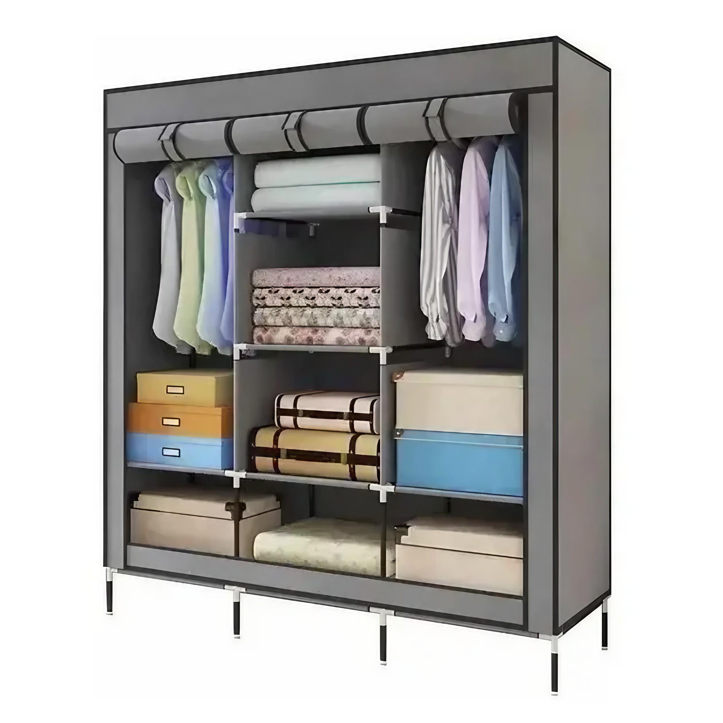 Тканный складной шкаф-органайзер Storage Wardrobe 88130 175х130х45 см Серый