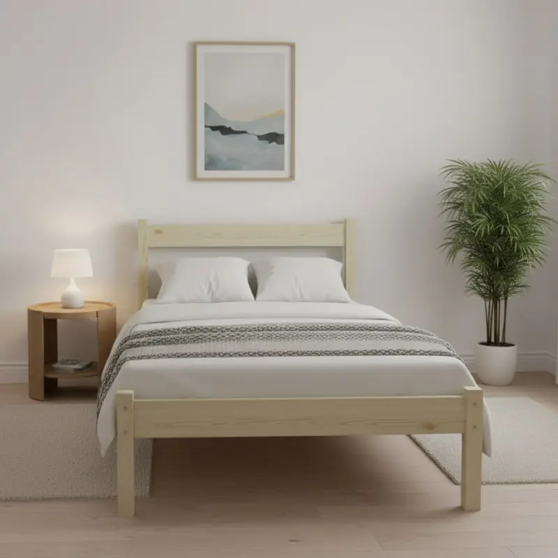 Кровать односпальная деревянная Мебигранд MG01 массив сосны 90х200 см Прозрачный лак (MBG-21878)