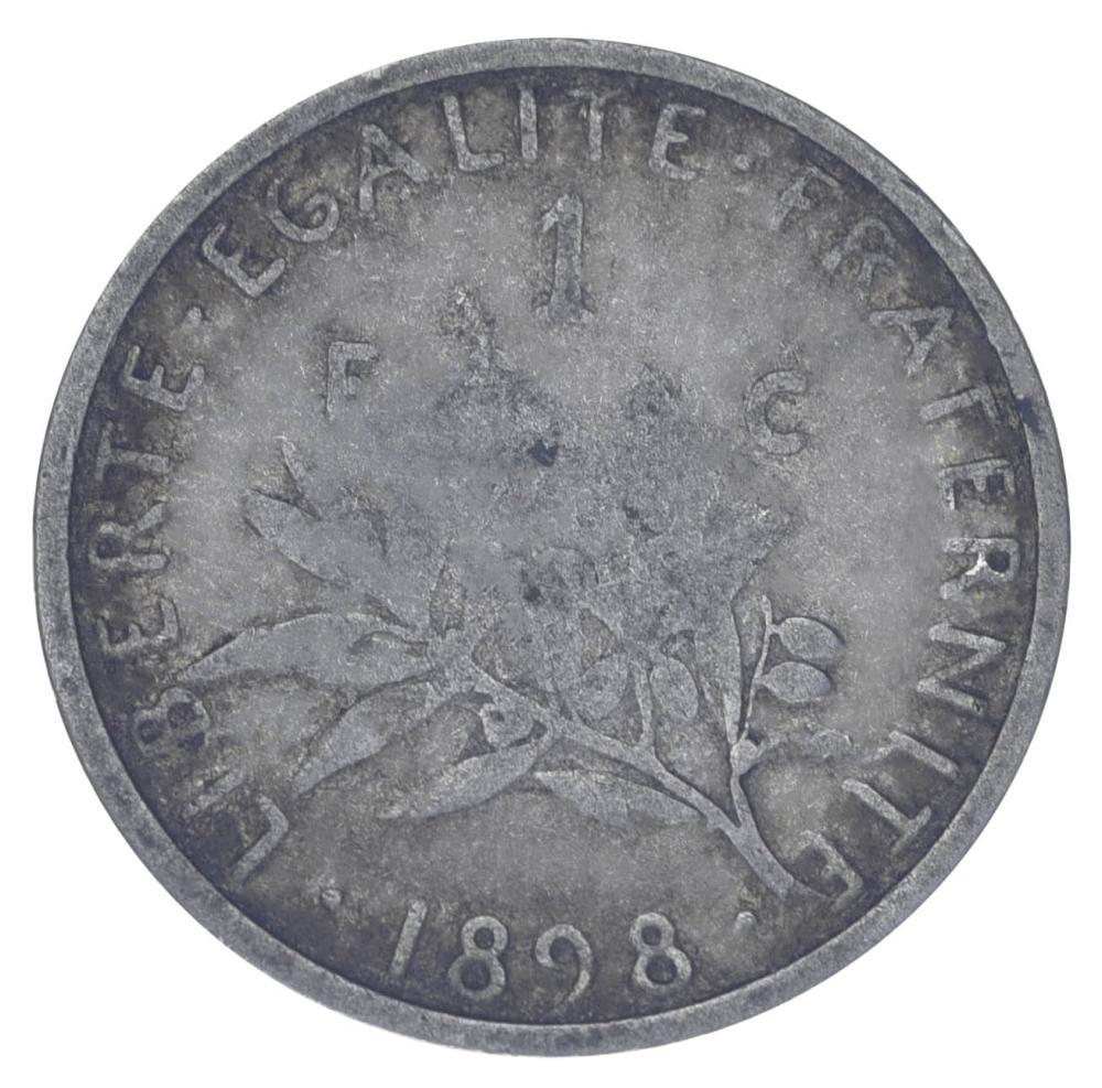 Коллекционная монета Франция 1 франк 1898 Серебро F-VF (М17783)
