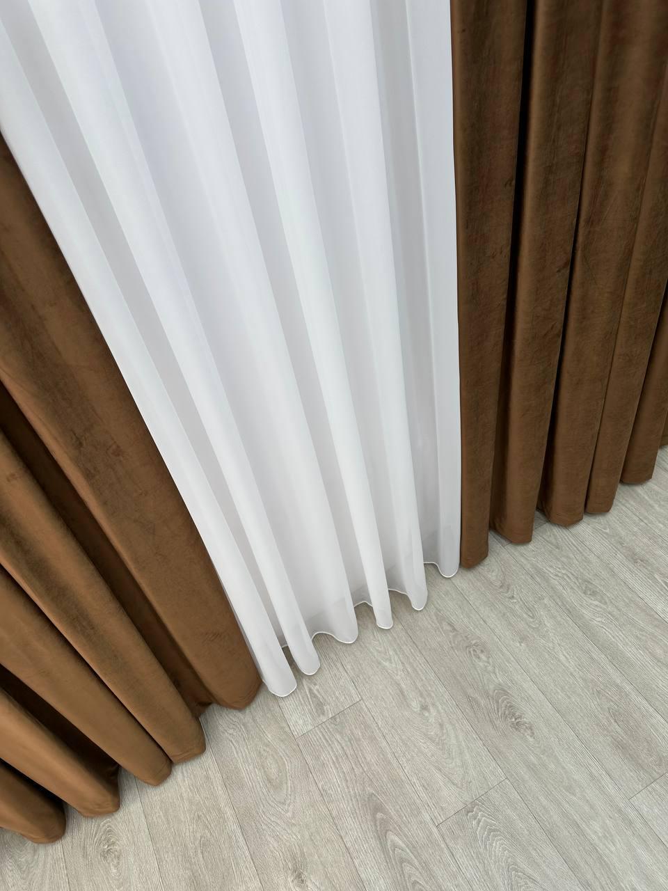 Штора велюрова на тасьмі 6 см 300x250 см Коричневий (6319-N17-Т43) - фото 8 Штора велюрова на тасьмі 6 см 300x250 см Коричневий (6319-N17-Т43) - фото 8