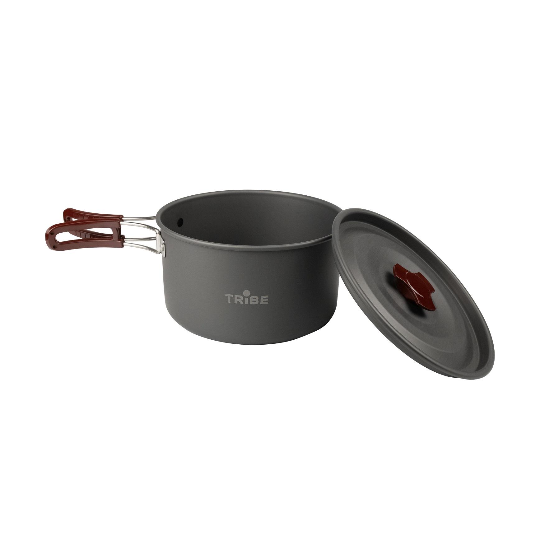 Котелок со складными ручками Tribe Pot Alu алюминиевый 1,9 л (T-FH-0014-grey) - фото 2