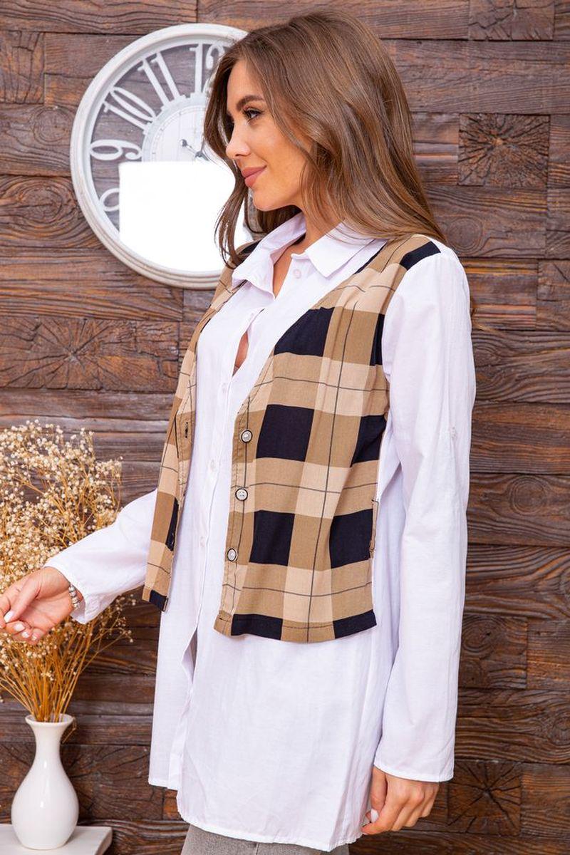 Рубашка женская Ager 119R321-1 XXL Белый/Коричневый - фото 3