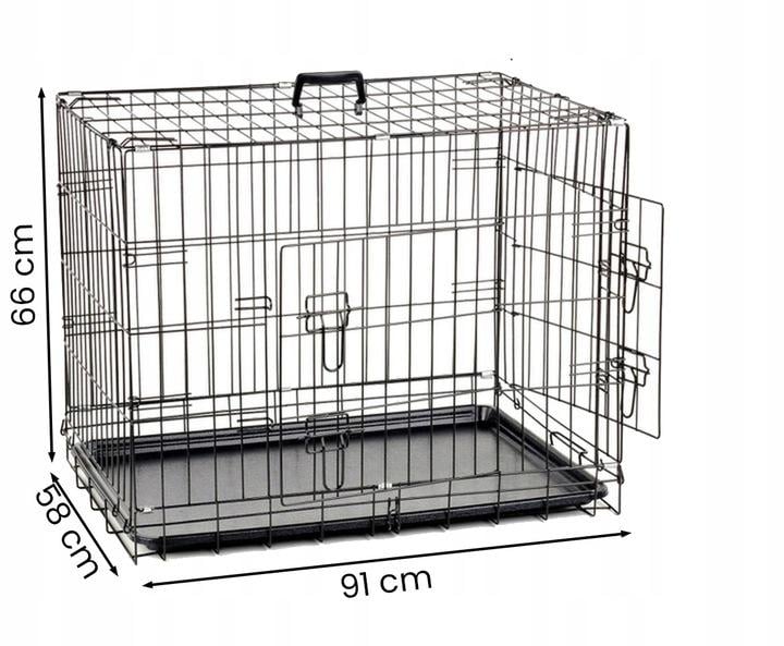 Клетка-переноска для собак и кошек металлическая 91x58x66 см L (22455456) - фото 3