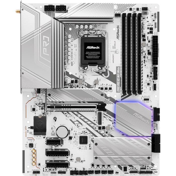 Материнская плата ASRock Z890 PRO RS Wi-Fi White ATX sLGA1851 Intel Z890 4xDDR5 4xM.2 4xSATA DP HDMI 2.5GbE White (35227004)
