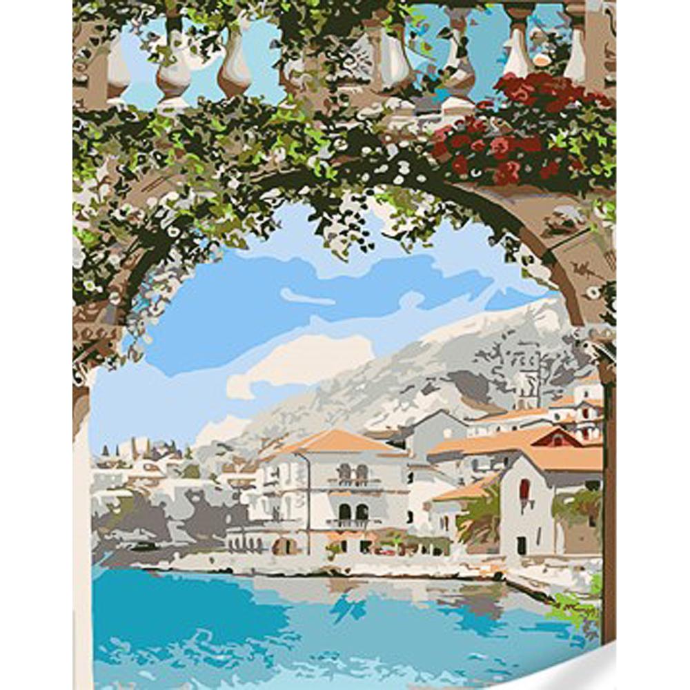 Картина по номерам Strateg Премиум Романтический залив с лаком и уровнем 30x40 см (Str-SS1055)