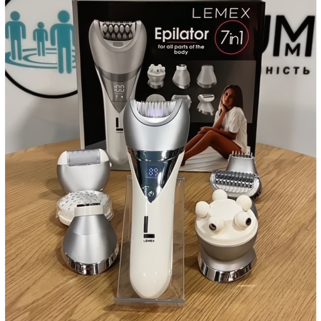 Эпилятор женский Lemex Professional LADY CARE с 7 насадками влажная эпиляция 5 Вт IPX6 White