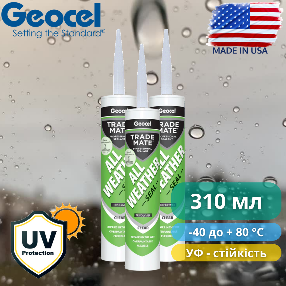 Герметик полимерный всепогодный Geocel All Weather 310 мл Прозрачный (7100012) - фото 10
