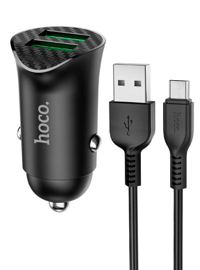 Автомобильное зарядное устройство Hoco Z39 Farsighted QC3,0 Black