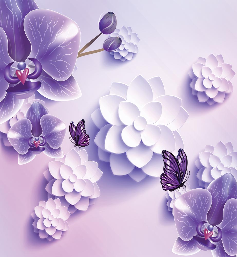 Фотообои WS Wallpaper 3Д Орхидеи 240x260 см (31011)