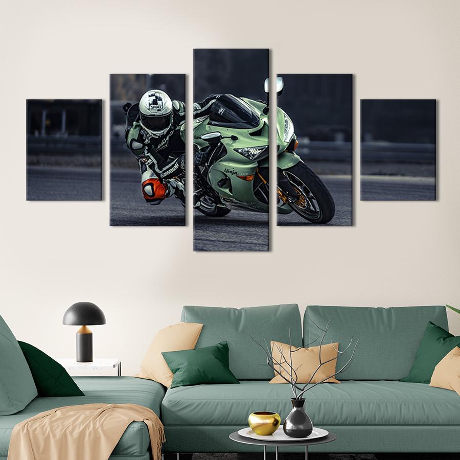 Модульная картина из 5 частей Модный мотоцикл Kawasaki Ninja 162x80 см (121-52)