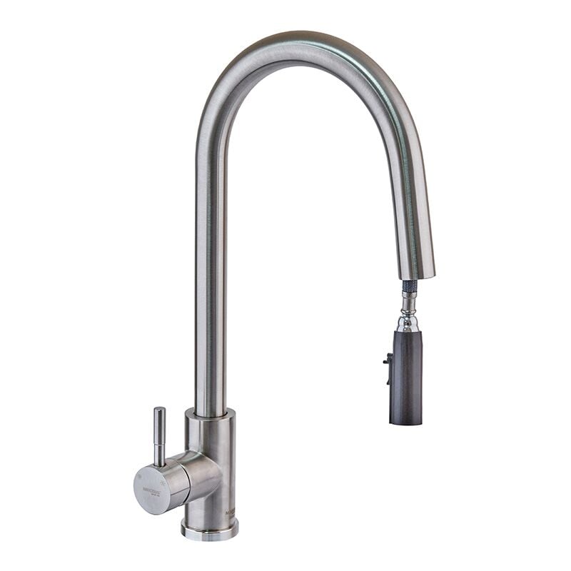 Змішувач для кухні MIXXUS LUX-014 Hidden з прихованою висувною лійкою нержавіюча сталь (MI6231)