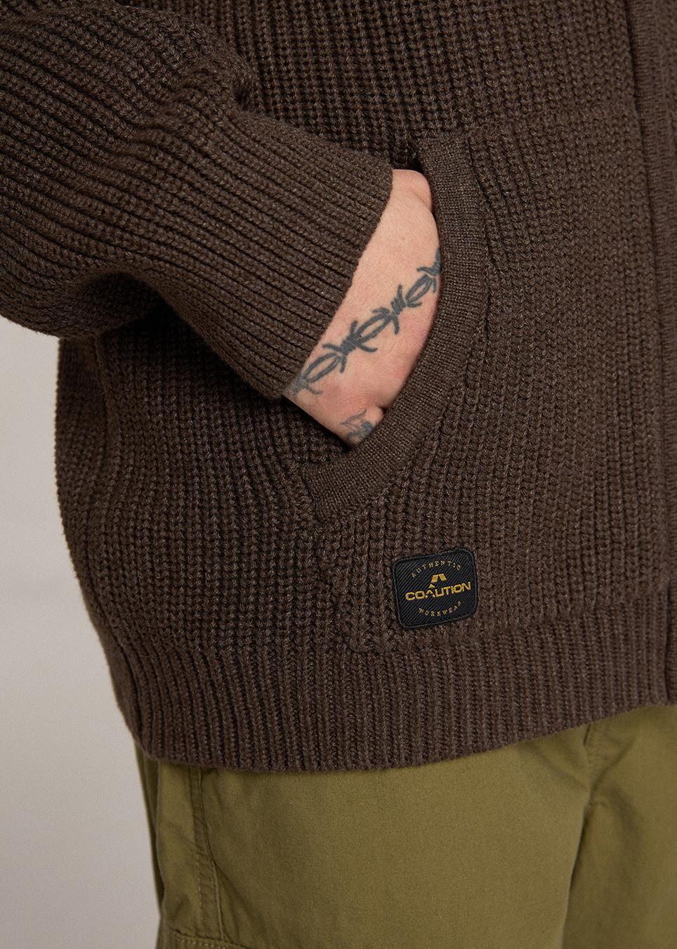 Свитер мужской Diverse CLTN AWLO с капюшоном M Коричневый меланж (5905384076083) - фото 4