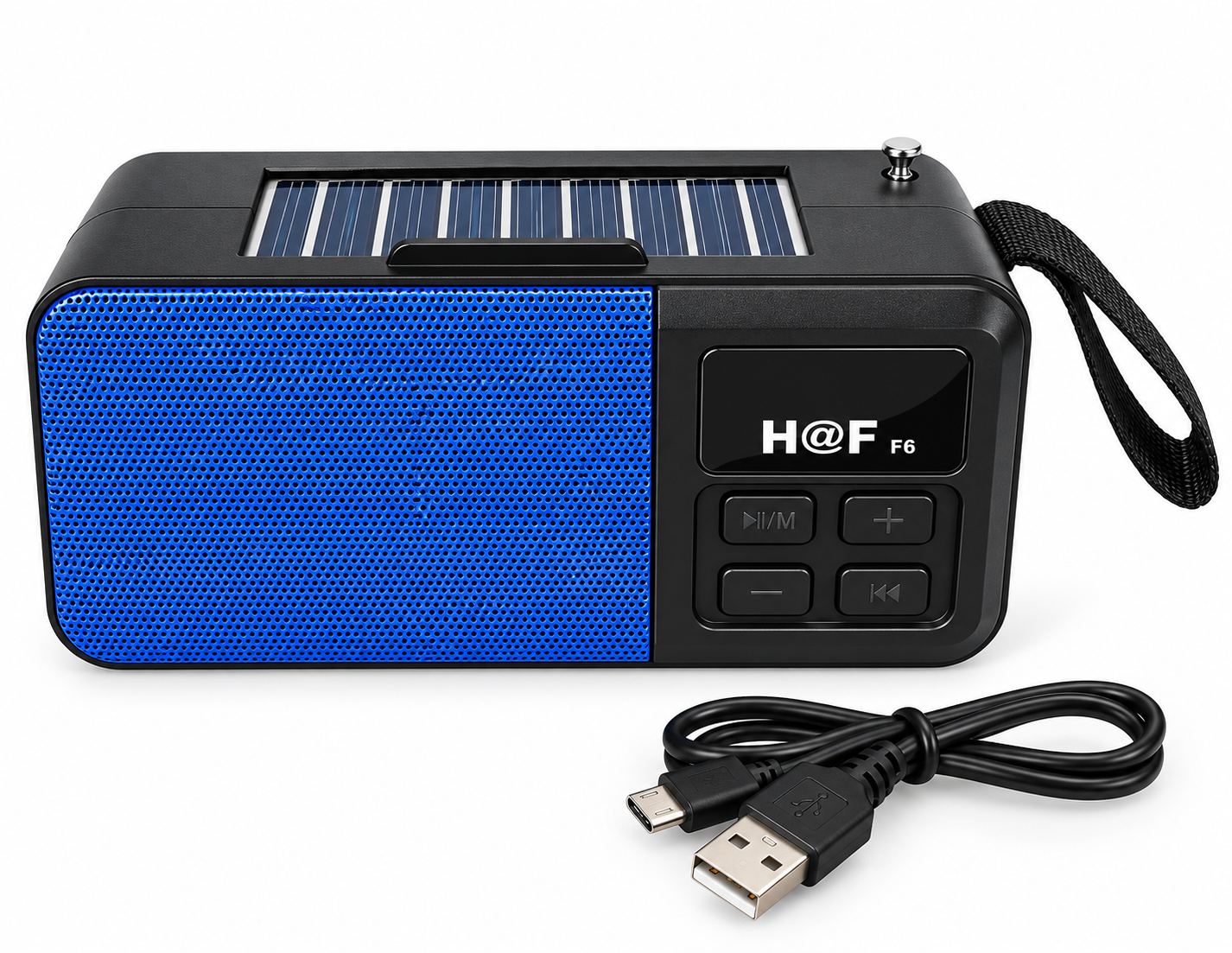 ПортативнаяАкустическая система Haf HF-F6 с Bluetooth/FM/USB/MicroSD/фонариком и Solar-функцией Blue (10301502)