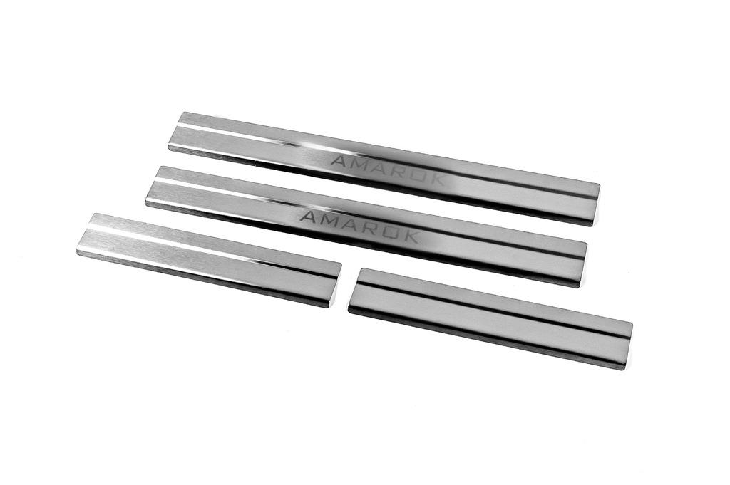 Накладки на пороги Carmos V2 для Volkswagen Amarok 2010-2022 гг. нержавеющая сталь Хром