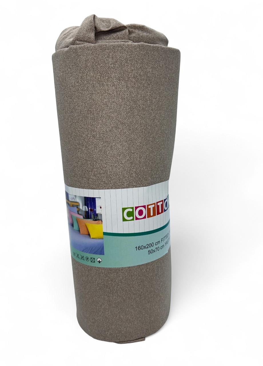 Комплект постільної білизни Cotton Star 1 простирадло/2 наволочки без підковдри Темний бежевий (2765041766) - фото 1