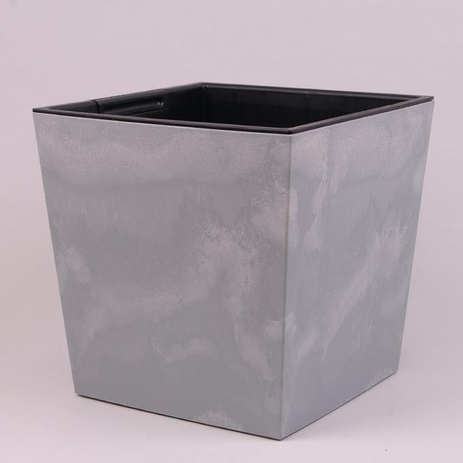 Горшок пластиковый Flora Urbi Square Low Beton Effect 28,5х28,5 см Бетон (93561)