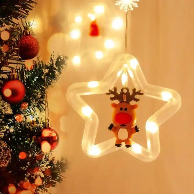 Гирлянда-штора светодиодная Cube новогодняя с фигурками 5 Вт 220V 8 режимов тепло-белое свечение 3х0,8 м