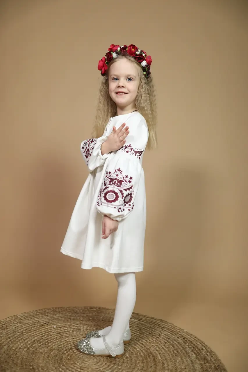 Сукня вишиванка для дівчинки святкова 134 см Білий