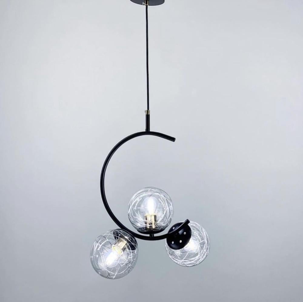 Люстра в форме полумесяца с прозрачными плафонами Черный (068/3 BK)