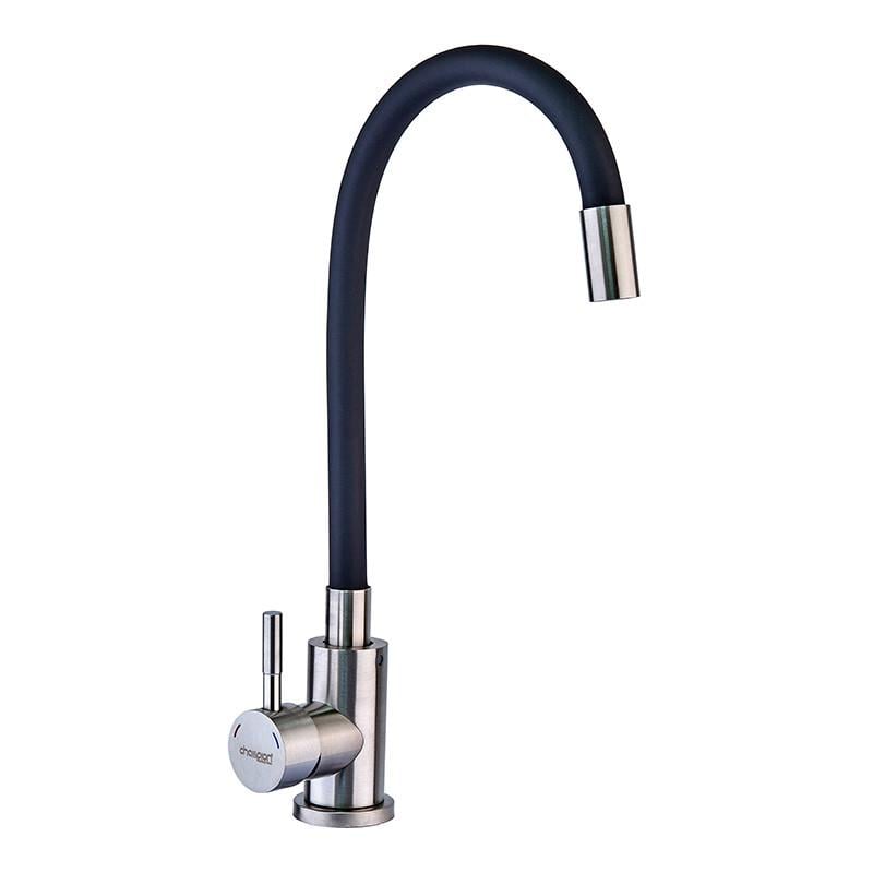 Смеситель для кухни Champion SUS-011 Refl с силиконовым изливом из нержавеющей стали Black (CH0332)