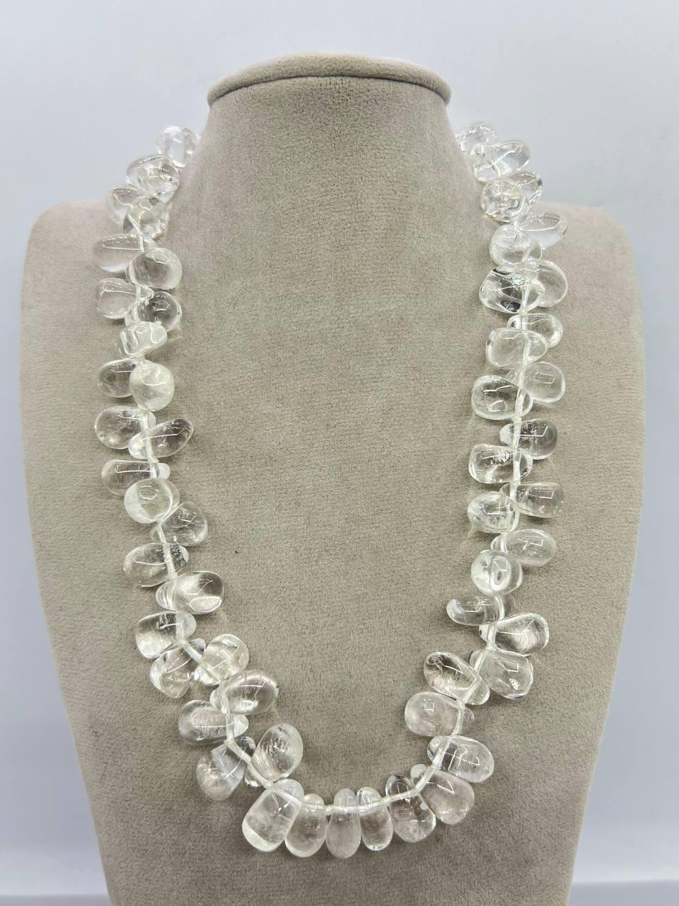 Бусы кварц 14х9 мм 46 см Бесцветный (11371)