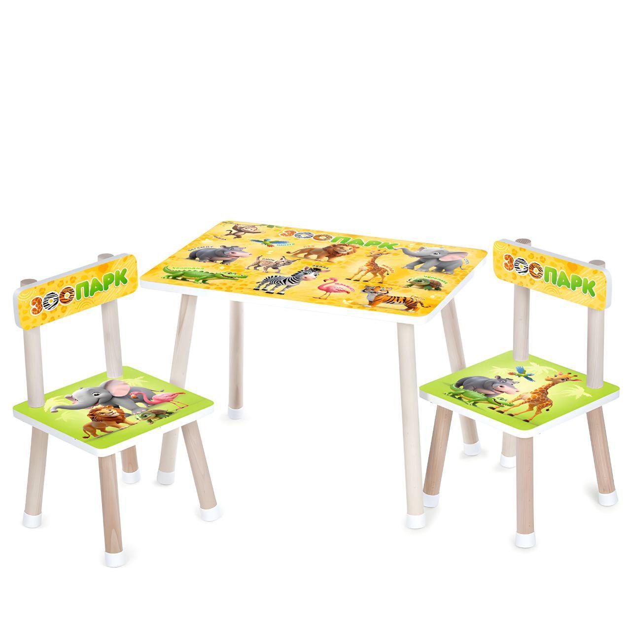 Детский стол Bambi M 501-11 деревянный с двумя стульчиками животные (24715621)