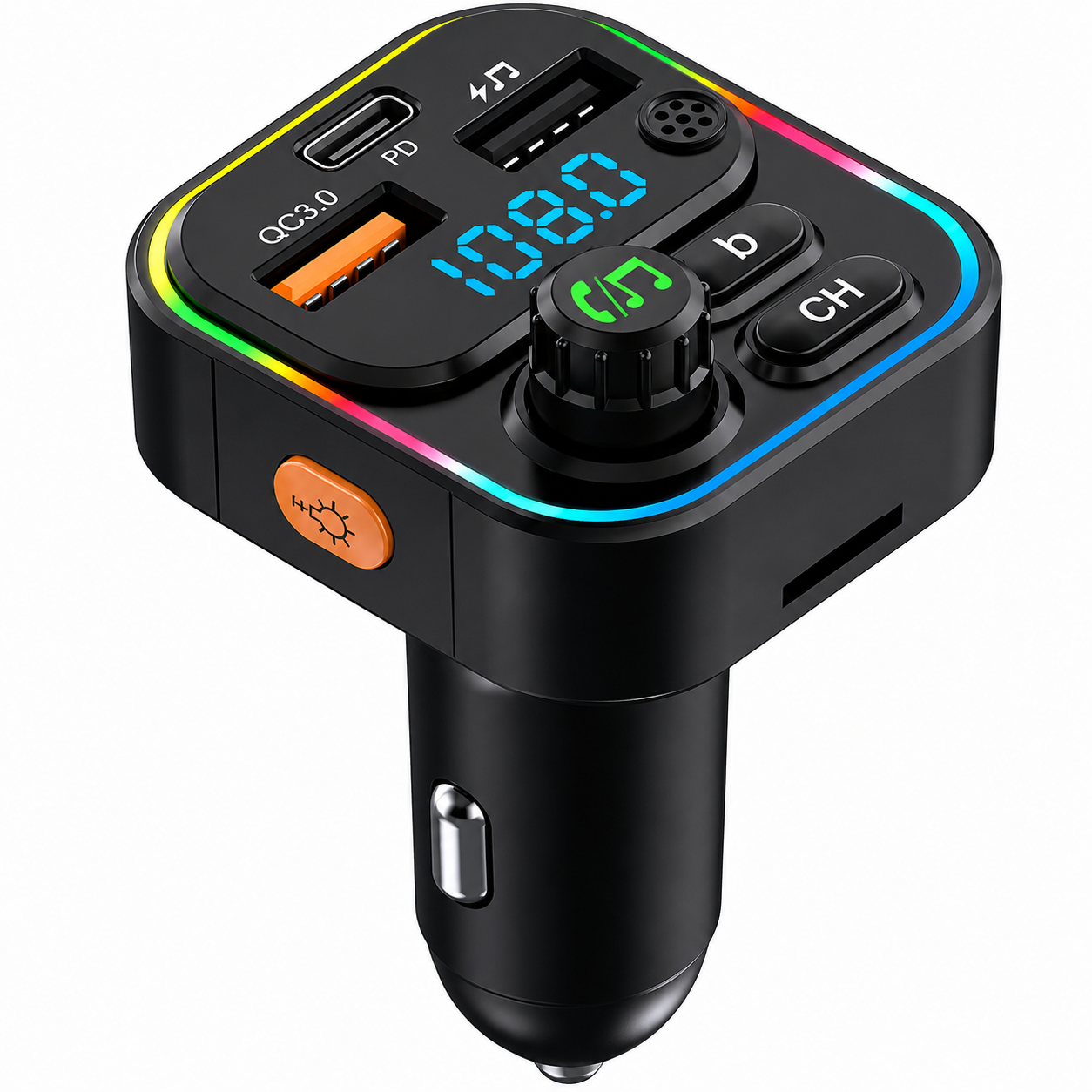 FM-передатчик автомобильный Bluetooth RGB MP3-плеер LUTU QC 3.0 PD 20 Вт (1013-544-00)