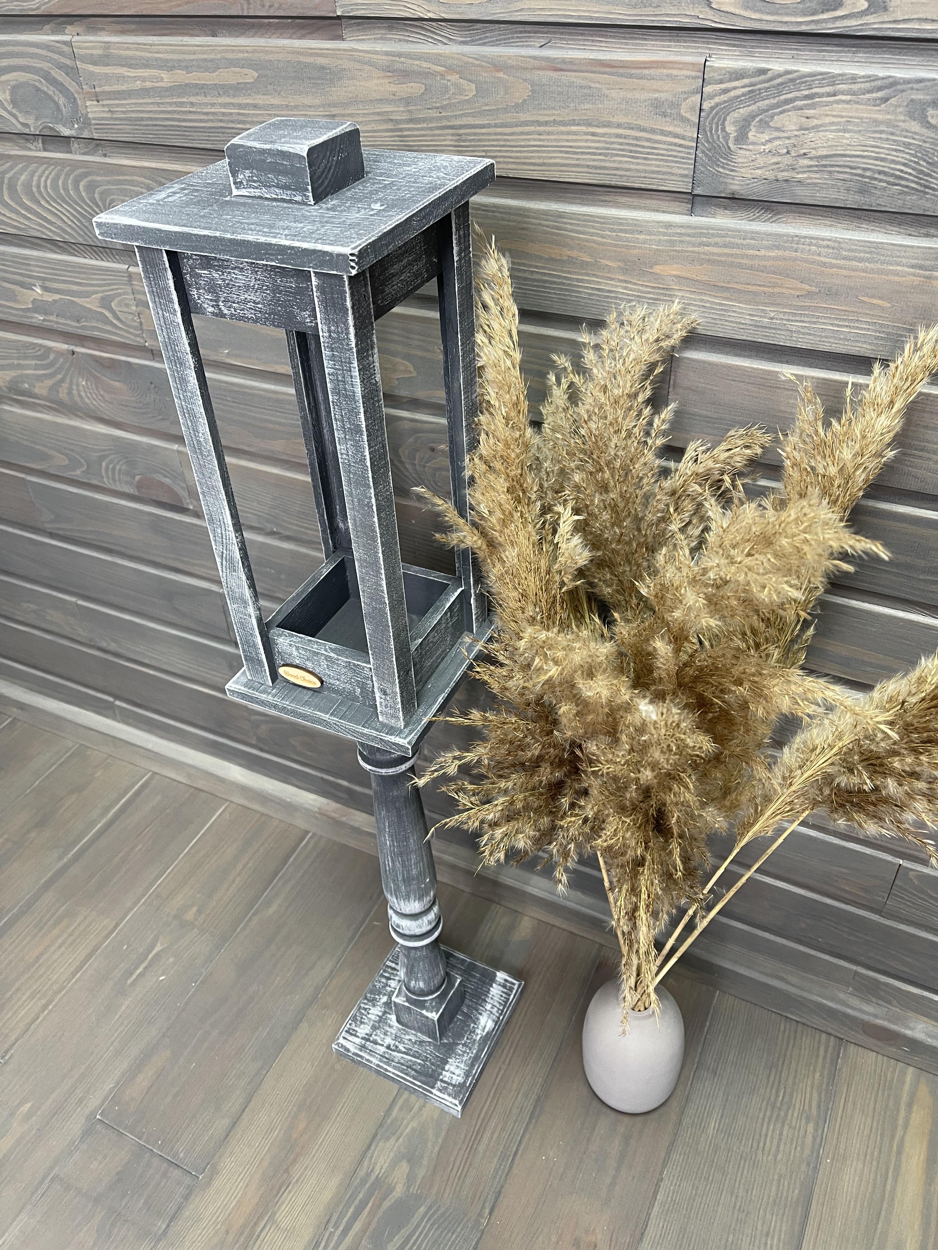 Подсвечник деревянный Wood Choice Фонарь на подставке со свечой 88 см Серо-белый - фото 3 Подсвечник деревянный Wood Choice Фонарь на подставке со свечой 88 см Серо-белый - фото 3