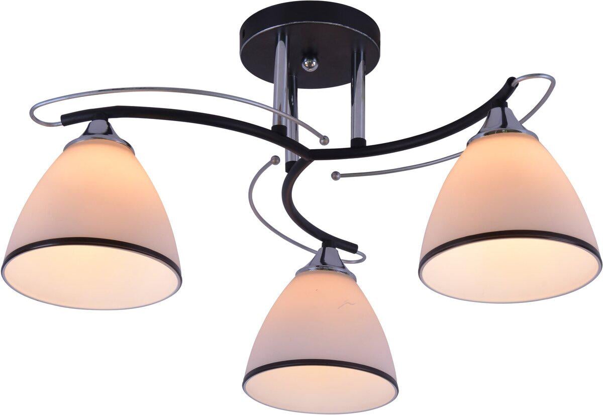 Люстра потолочная Light House SRS-20707/3 плафон белый с каймой Черный/Хром