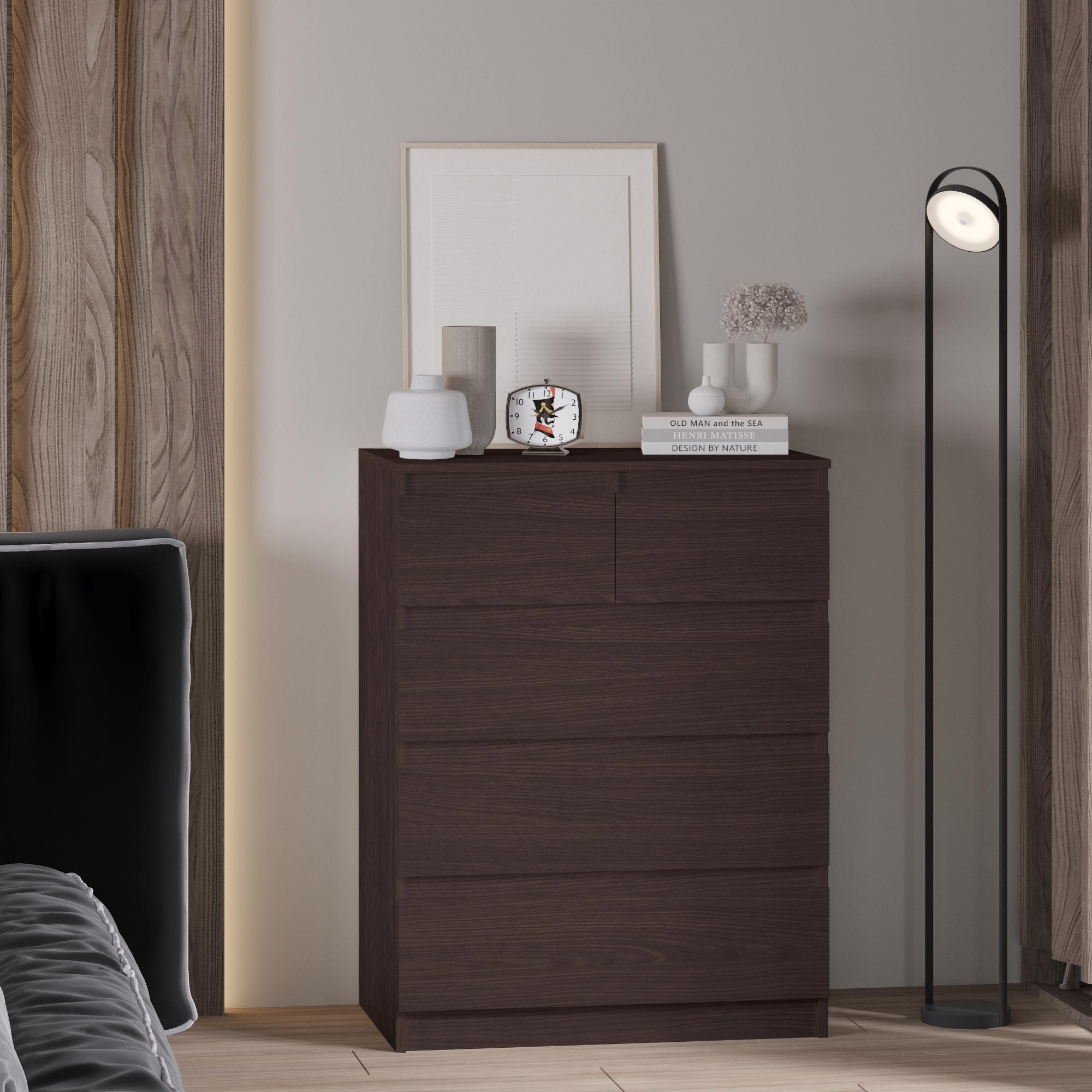 Комод на 5 ящиков без ручек Line KF2+F3 700x450x1035 мм Венге Магия - фото 1 Комод на 5 ящиков без ручек Line KF2+F3 700x450x1035 мм Венге Магия - фото 1