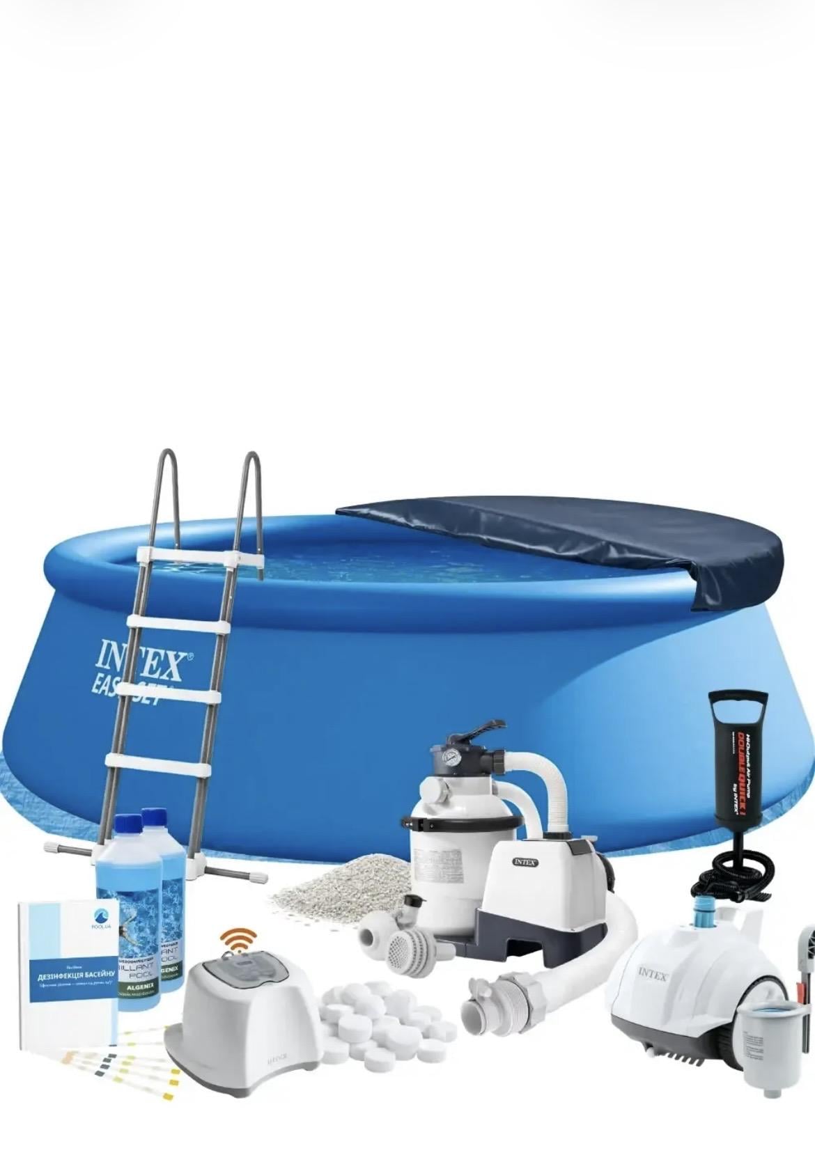 Бассейн надувной круглый Intex 26168-12 MaxPro с комплектом аксессуаров 457х122 см Синий (147-9-26168-12 MaxPro) Бассейн надувной круглый Intex 26168-12 MaxPro с комплектом аксессуаров 457х122 см Синий (147-9-26168-12 MaxPro)