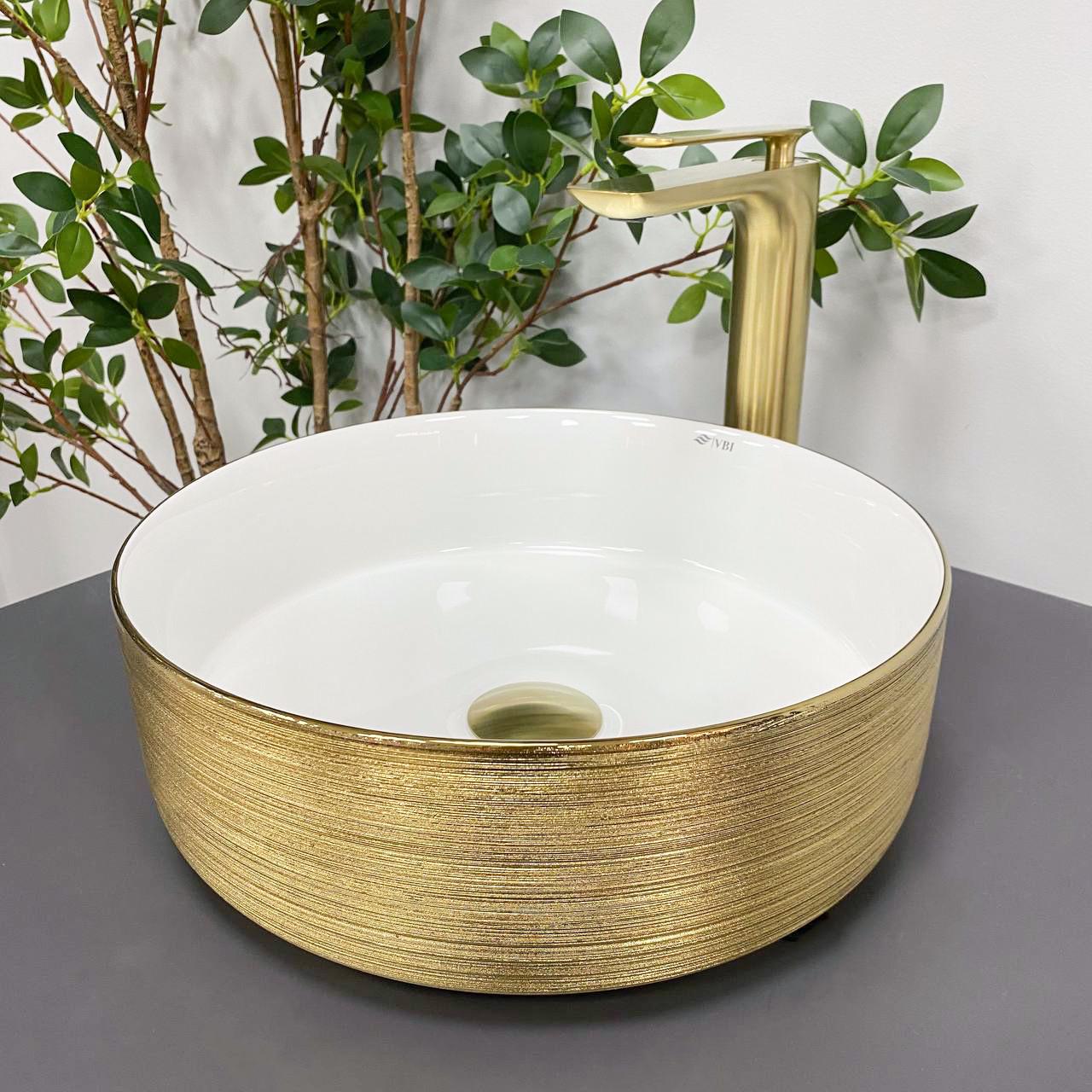 Умывальник накладной VBI PRATO BRUSH White/Gold (2810372553)