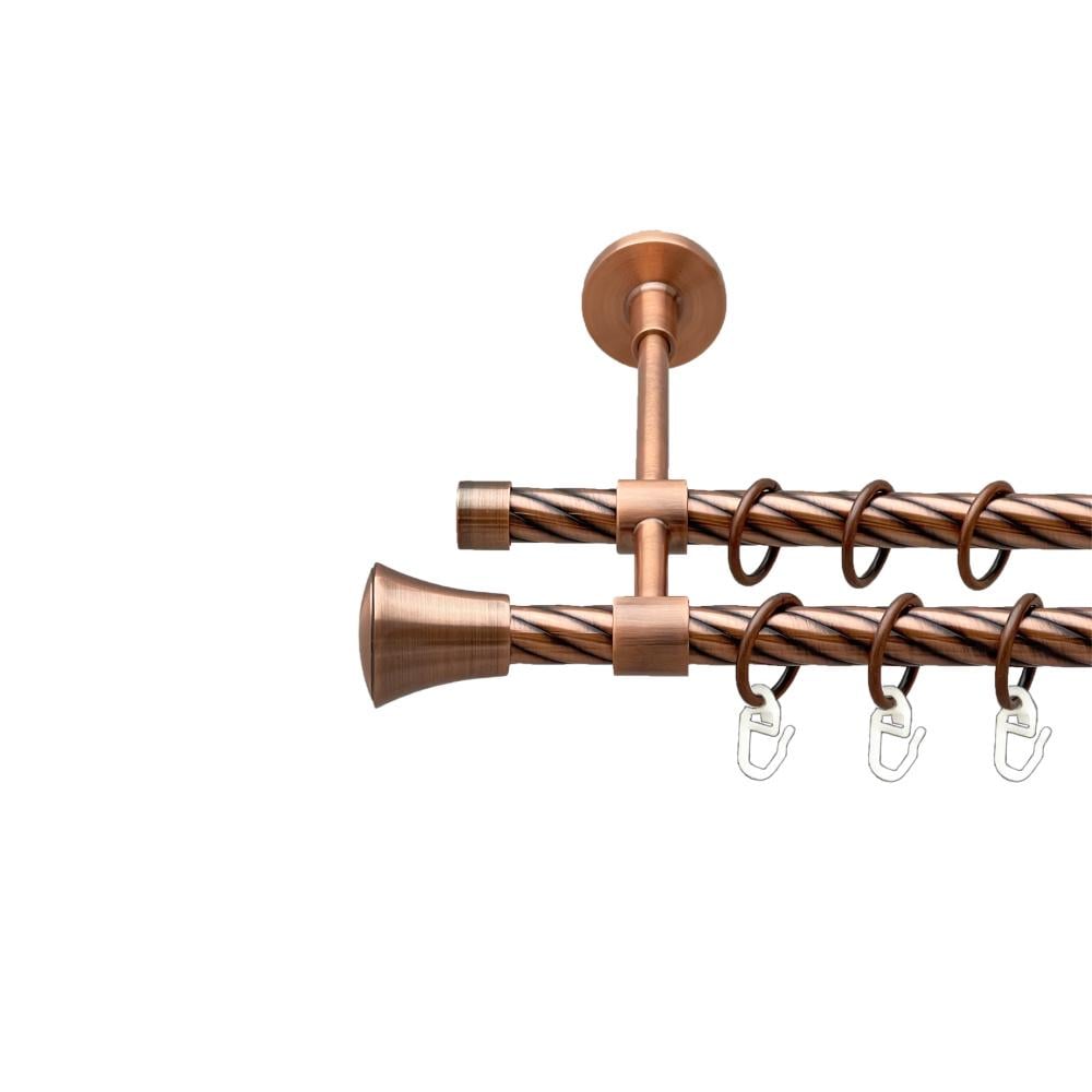 Карниз Orvit Принц металевий дворядний закритий скручена труба кільце металеве 16/16 мм 300 см Мідь (00-00025350)