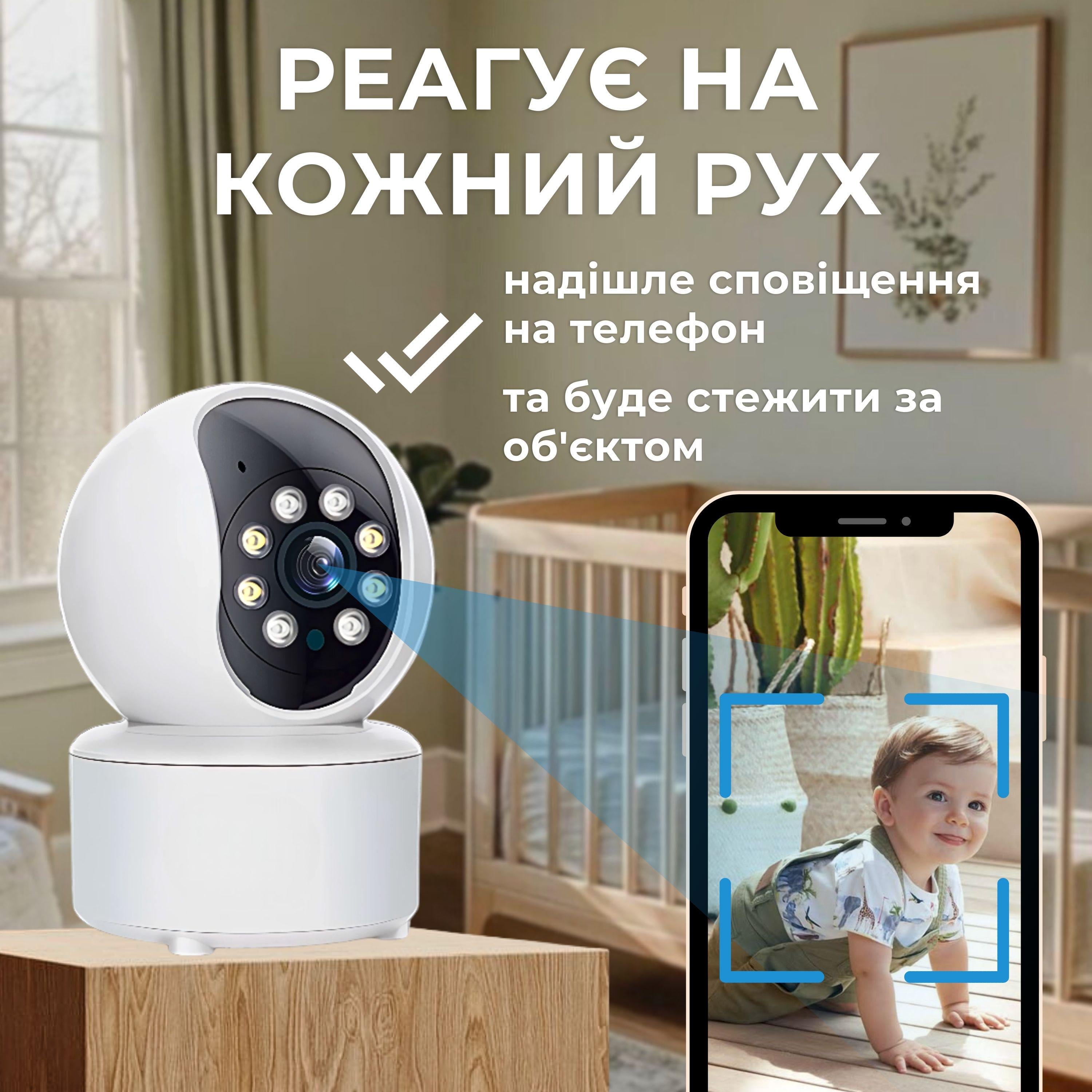 Відеоняня поворотна нічне бачення з датчиком руху (22825803) - фото 3