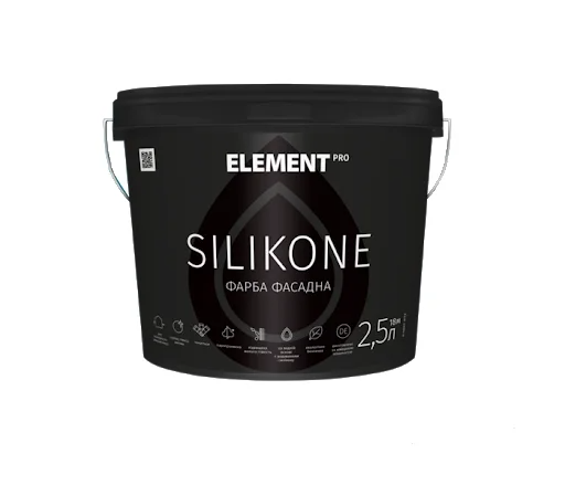 Краска фасадная для стен ELEMENT SILIKONE 2,5 л Белый В1 (27709881) Краска фасадная для стен ELEMENT SILIKONE 2,5 л Белый В1 (27709881)