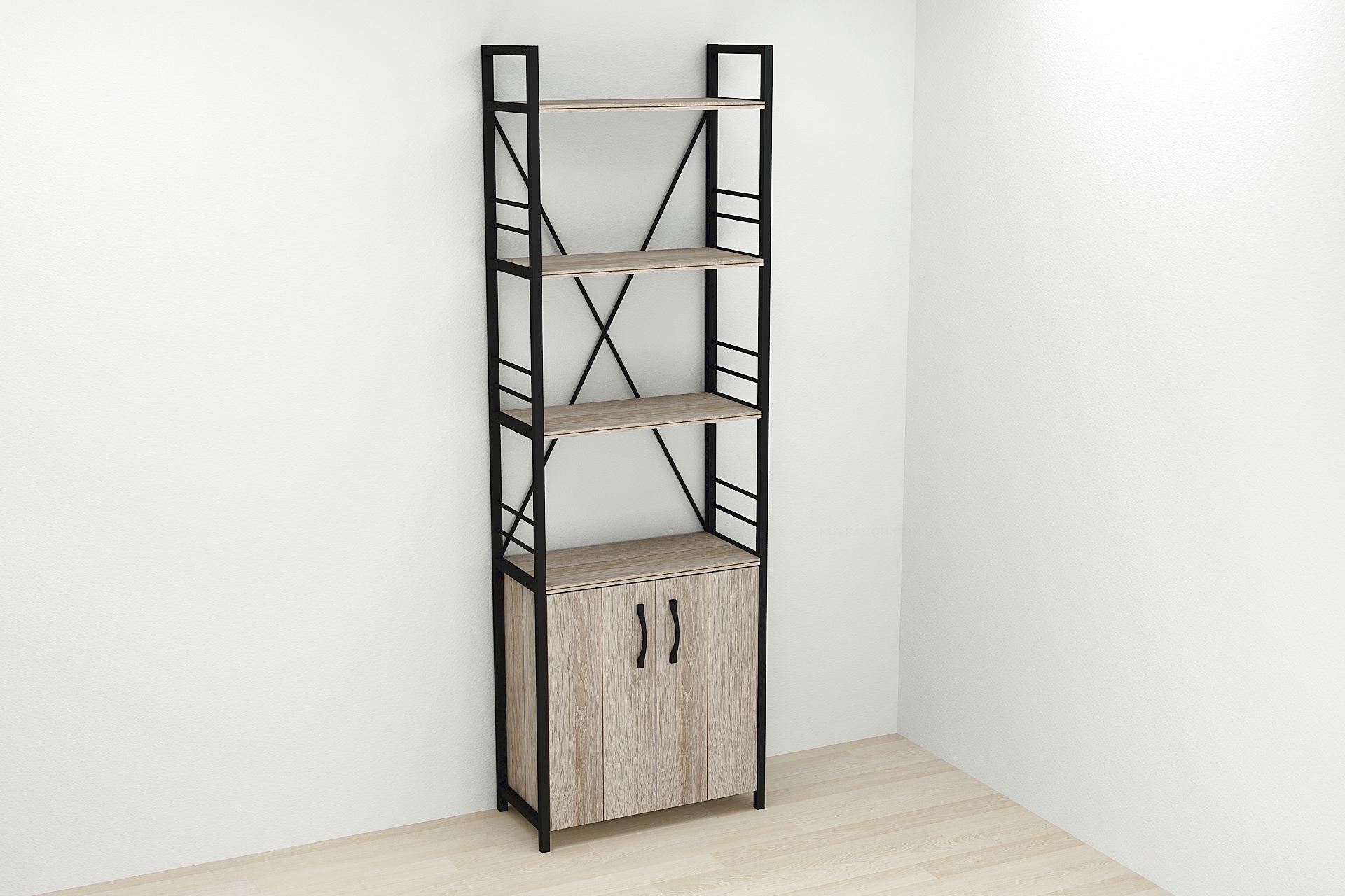 Этажерка Ferrum-decor Коннект 4/60 с тумбой ДСП 179x60x28 см Черный/Сонома Трюфель (FRD-104488) - фото 1