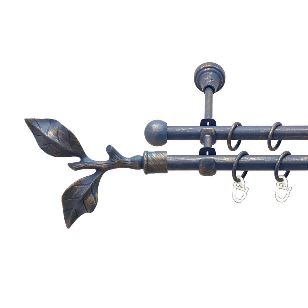 Карниз Orvit Листок Троянди металевий дворядний відкритий гладка труба кільце металеве 16/16 мм 200 см Золота блакить (00-00015658) - фото 1 Карниз Orvit Листок Троянди металевий дворядний відкритий гладка труба кільце металеве 16/16 мм 200 см Золота блакить (00-00015658) - фото 1