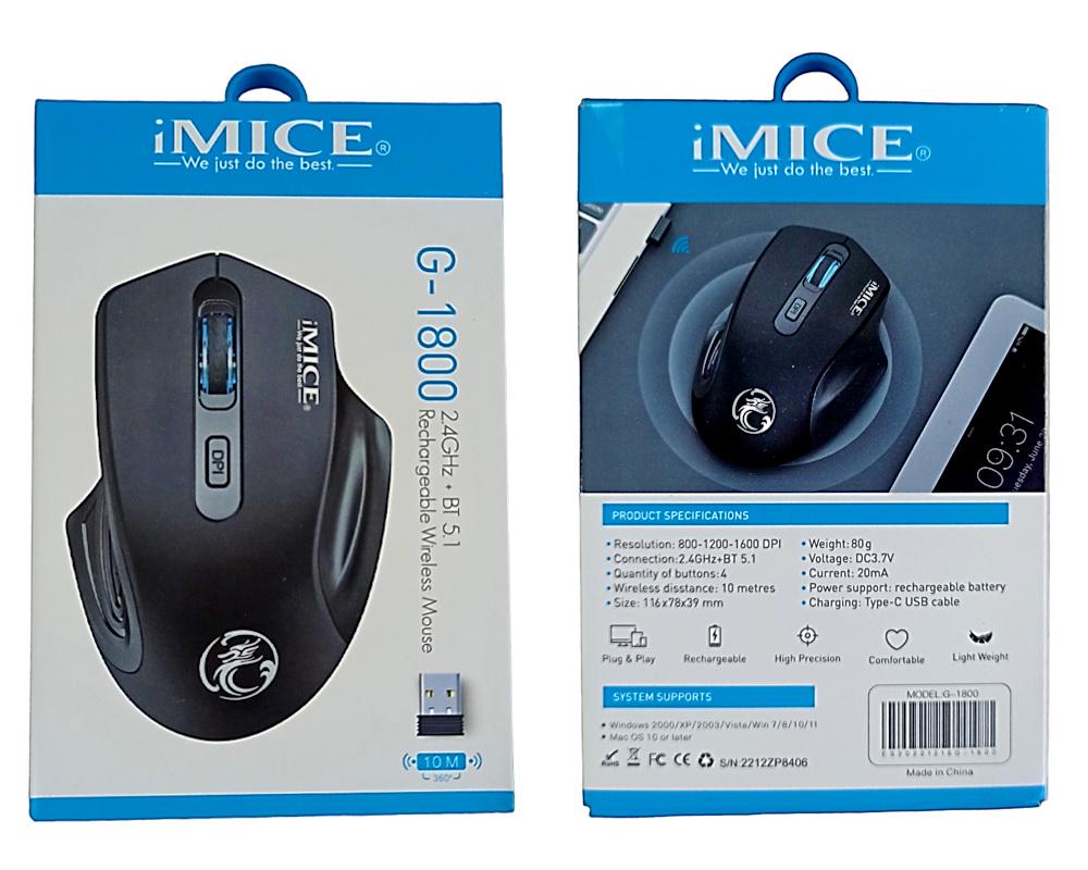 Мышка беспроводная iMice G-1800 USB+Bluetooth на аккумуляторе - фото 3